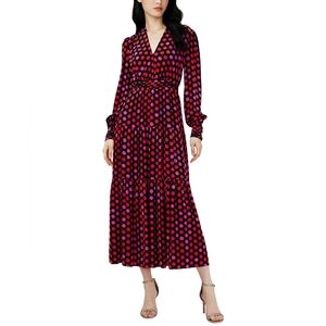 Diane von Furstenberg Red Catherine Dress in Polka Dot Silk Chiffon Sz 10